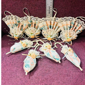 Vintage Victorian style ornaments fans and umbrella